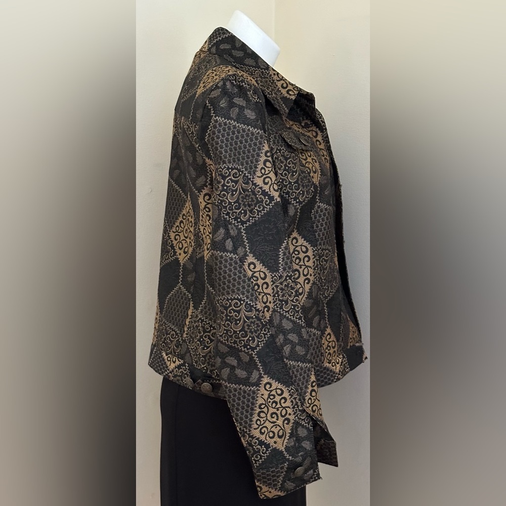 Ruby Rd Black Gold Light Jacket Patch Pattern.Met… - image 7